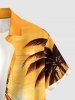 Coconut Tree Ship Seascape Print Buttons Pocket Hawaii Shirt For Men -  