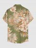 Flowers Tropical Leaf Print Buttons Pocket Hawaii Shirt For Men -  