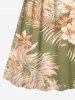 Flower Tropical Leaf Print Surplice Hawaii Cami Dress -  