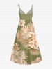 Flower Tropical Leaf Print Surplice Hawaii Cami Dress -  