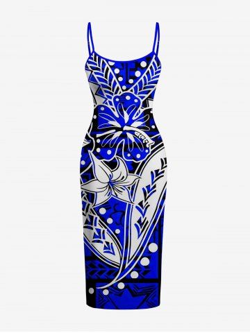 Robe ajustée Hawaï à imprimé fleurs d'hibiscus