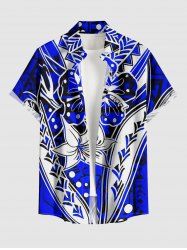 Hibiscus Flowers Print Buttons Pocket Hawaii Shirt For Men -  