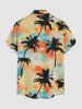 Coconut Tree Tie Dye Print Buttons Pocket Hawaii Shirt For Men -  