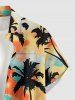 Coconut Tree Tie Dye Print Buttons Pocket Hawaii Shirt For Men -  