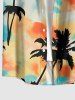 Coconut Tree Tie Dye Print Buttons Pocket Hawaii Shirt For Men -  