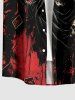 Chemise pour homme à imprimé Halloween citrouille, crâne, poker et éclaboussures de peinture, avec boutons et poche - Rouge foncé M