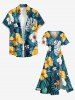 Hibiscus Flowers Tropical Leaf Print Split Hawaii Midi Dress -  
