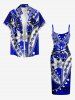 Hibiscus Flowers Print Hawaii Fitted Dress -  