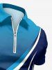 Polo zippé pour homme avec imprimé courbes dégradées Hawaï - Bleu profond 5XL