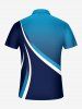 Polo zippé pour homme avec imprimé courbes dégradées Hawaï - Bleu profond 5XL