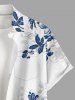 Flower Leaf Branch Ethnic Graphic Print Hawaii Button Pocket Shirt For Men -  