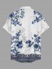 Flower Leaf Branch Ethnic Graphic Print Hawaii Button Pocket Shirt For Men -  
