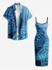 Robe hawaïenne à imprimé mandala et fleurs ethniques, dégradé à paillettes - Bleu XS