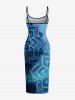 Robe hawaïenne à imprimé mandala et fleurs ethniques, dégradé à paillettes - Bleu XS