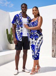 Hibiscus Flowers Print Matching Hawaii Beach Outfit For Couples -  