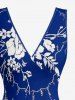 Tenue de plage hawaïenne assortie pour couples, imprimé fleurs et feuilles - Bleu profond 