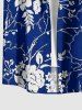 Tenue de plage hawaïenne assortie pour couples, imprimé fleurs et feuilles - Bleu profond 