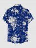 Tenue de plage hawaïenne assortie pour couples, imprimé fleurs et feuilles - Bleu profond 