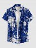 Tenue de plage hawaïenne assortie pour couples, imprimé fleurs et feuilles - Bleu profond 