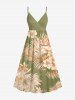 Tenue de plage hawaïenne assortie pour couple à imprimé fleurs et feuilles tropicales - Olive Verte 
