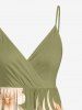 Tenue de plage hawaïenne assortie pour couple à imprimé fleurs et feuilles tropicales - Olive Verte 