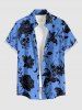 Tenue assortie pour couples à motif crânes, fleurs, feuilles et lune - Bleu 