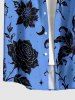 Tenue assortie pour couples à motif crânes, fleurs, feuilles et lune - Bleu 