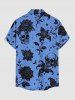 Tenue assortie pour couples à motif crânes, fleurs, feuilles et lune - Bleu 