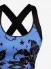Tenue assortie pour couples à motif crânes, fleurs, feuilles et lune - Bleu 