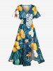Hibiscus Flowers Tropical Leaf Print Matching Hawaii Beach Outfit For Couples -  