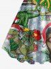 Christmas Tree Santa Claus Hat Dinosaur Print Tank Dress(Adjustable Shoulder Strap) -  