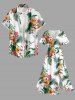 Flowers Tropical Leaf Print Split Hawaii Midi Dress -  