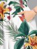 Flowers Tropical Leaf Print Split Hawaii Midi Dress -  