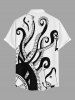 Chemise hawaïenne pour homme à imprimé pieuvre et poker, boutons et poche poitrine - Blanc S