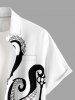 Chemise hawaïenne pour homme à imprimé pieuvre et poker, boutons et poche poitrine - Blanc S