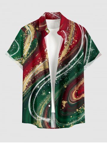 Chemise pour homme à poches et boutons avec imprimé flocons de neige et volutes de Noël - RED WINE - XL
