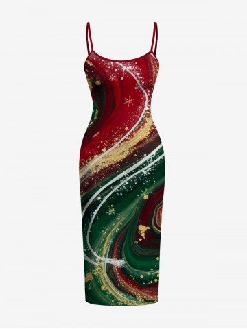 Robe imprimée flocons de neige et volutes de Noël - RED WINE - 1X