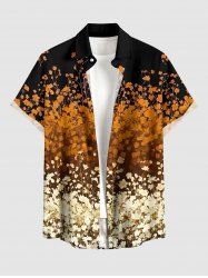 Chemise hawaïenne pour homme à imprimé floral ombré, boutonnée avec poche - Brun Légère S