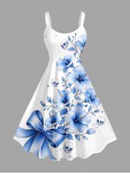 Robe débardeur hawaïenne à imprimé fleurs, crânes et nœuds papillon (bretelles réglables) - Blanc 6X