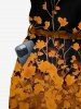 Combinaison Hawaï à poches avec imprimé floral dégradé, ceinture amovible et bretelle - Brun Légère M