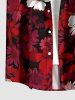 Chemise hawaïenne bicolore à imprimé floral, boutons et poche pour homme - Grenade rouge M