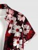 Chemise hawaïenne bicolore à imprimé floral, boutons et poche pour homme - Grenade rouge M