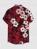 Chemise hawaïenne pour homme à imprimé floral bicolore, avec boutons et poche - Grenade rouge L