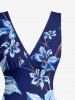 Flower Print Hawaii Ruffles Split Dress -  
