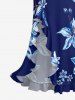 Flower Print Hawaii Ruffles Split Dress -  