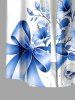 Flowers Skull Bowknot Print Buttons Pocket Hawaii Shirt For Men -  
