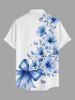 Chemise hawaïenne pour homme à imprimé fleurs, crâne et nœud, boutons et poche - Blanc 6XL