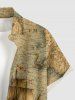 Chemise boutonnée à poche pour homme, imprimé carte marine et voiliers, croisière à Hawaï, effet délavé - Bronze S
