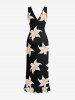 Robe cache-cœur fendue à volants et imprimé fleurs hawaïennes - Noir M