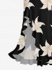 Robe cache-cœur fendue à volants et imprimé fleurs hawaïennes - Noir M